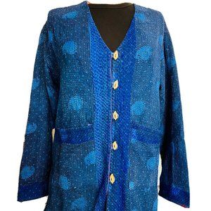 HANDMADE VINTAGE QUILTED KANTHA EMBROIDERY JACKET COAT BY SKILLED ARTISANS